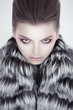 Fashion female russian model with fur collar - beauty shoot