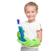 Little girl cleaning