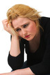 Grieving blonde woman