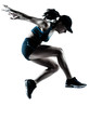 Foto: woman runner jogger jumping woman runner jogger jumping