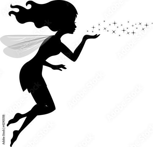 Vector: Beautiful love fairy sanding blowing magic spell Beautiful love fairy sanding blowing magic spell