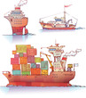 Three type of a ships.