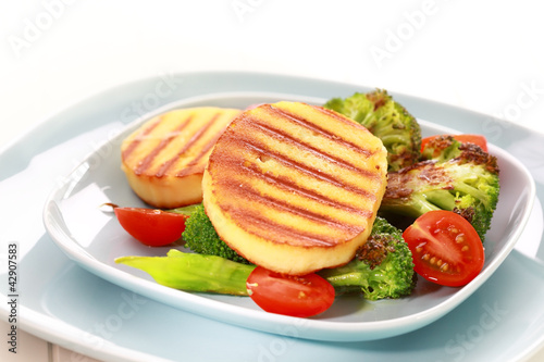 Photo: Grilled cheese on grilled vegetables Grilled cheese on grilled vegetables