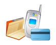 vector icon mobile phone and bankbook