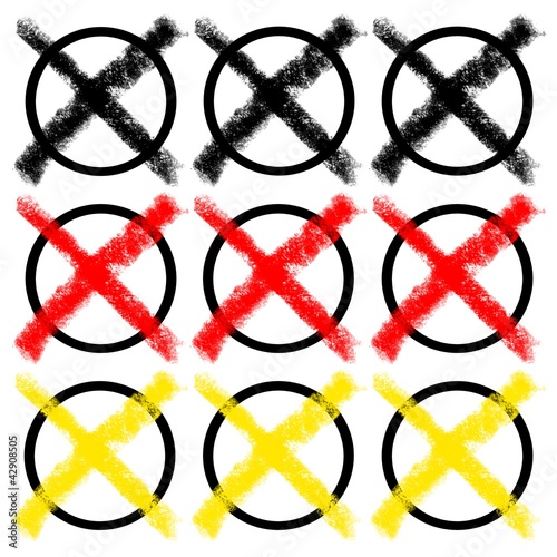 Illustration: Wahlkreuze schwarz rot gold Wahlkreuze schwarz rot gold