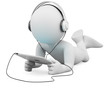 3D white people. Tablet and headphones