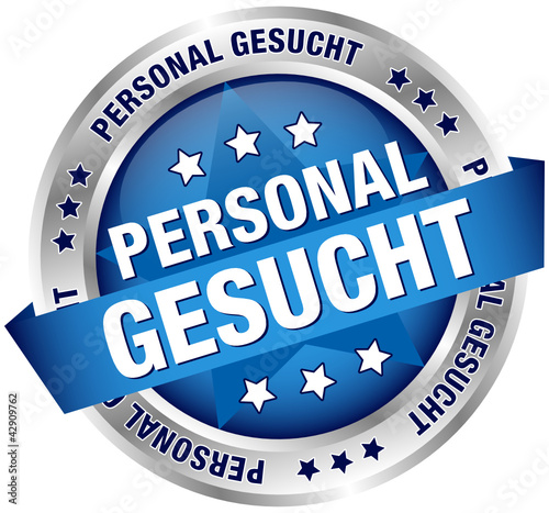Vektor: Button Banner "Personal gesucht" blau/silber Button Banner "Personal gesucht" blau/silber