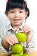 Child with green apple