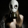 The girl in a gas mask