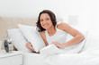 Cute woman wakes up