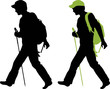 Hiker (backpacker) silhouette walking.