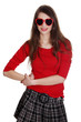Photo: Happy teen girl in heart-shape sunglasses Happy teen girl in heart-shape sunglasses