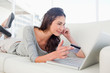 Student using her credit card online