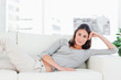 Brunette on her sofa 