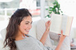 Brunette enjoying a novel