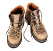 Pair of hiking boots isolated on white background