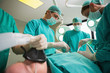 High view of a surgical team operating