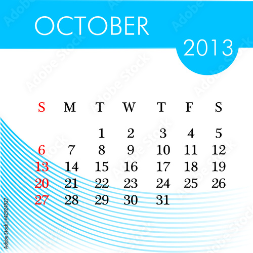 Vector: calendar for 2013 october illustration calendar for 2013 october illustration