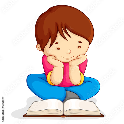 Vector: Boy reading Open Book Boy reading Open Book