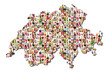 map of switzerland with a lot of people portraits