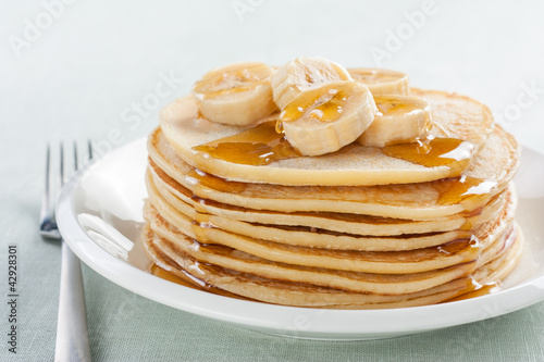 Photo: pancakes with banana and syrup pancakes with banana and syrup