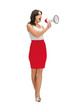 angry woman with megaphone