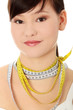 Young woman with tape-measure necklace