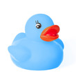 Cute blue rubber duck toy for fun in bath