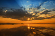 canvas print picture - Sonnenuntergan am Wilhelmstein Insel im Steinhuder Meer