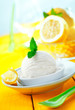 Serving of lemon sorbet icecream