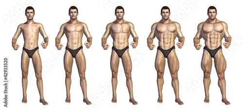 Illustration: Bodybuilder's Step-by-Step Transformation Bodybuilder's Step-by-Step Transformation