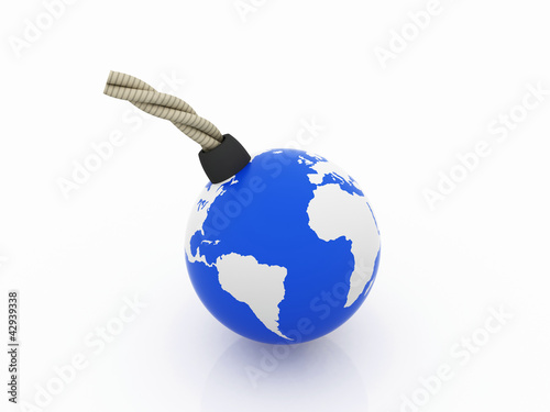 Illustration: Earth at risk in a blue color Earth at risk in a blue color