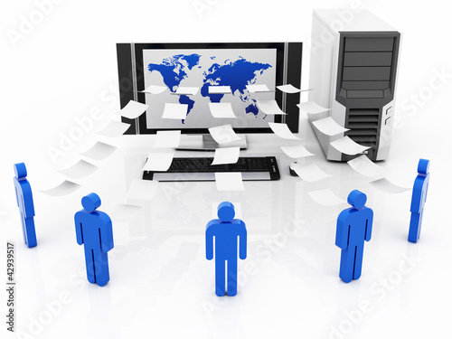 Illustration: Computer Network server data sharing Computer Network server data sharing