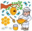 Vector: Honey bee theme collection Honey bee theme collection