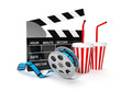 3d illustration: A film with the coil shooting cinema display