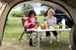Two women on the nature of the table