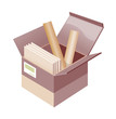 vector icon box and roll of paper