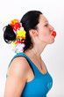 Women have fun with strawberries