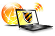 Vector: Shield Laptop Internet Protection antivirus icon Shield Laptop Internet Protection antivirus icon