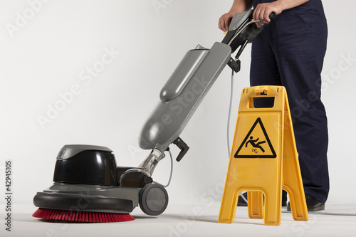 Photo: cleaning floor with machine cleaning floor with machine