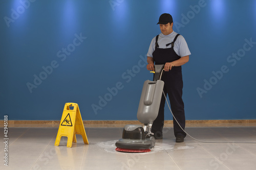 Photo: cleaning floor with machine cleaning floor with machine