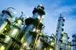 Column tower in petrochemical plant at twilight