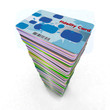 stack of colored fidelity cards