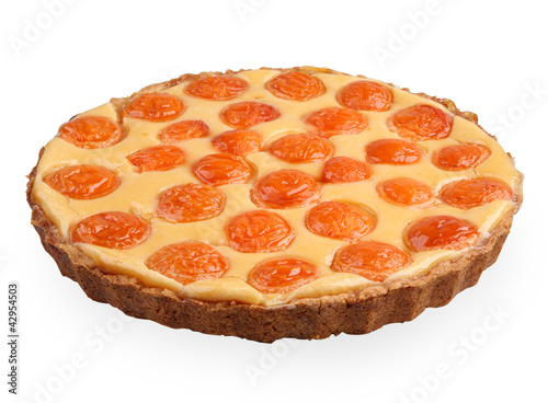 Photo: apricort tart isolated on white side view apricort tart isolated on white side view
