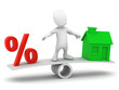 3d Little man balances loan and property