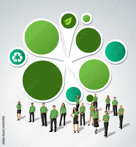 Vector: Green template for advertising brochure with business people Green template for advertising brochure with business people