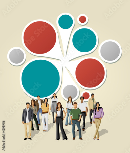 Vector: Green and red template for advertising with business people Green and red template for advertising with business people