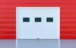 Industrial door or garage door red wall panels