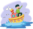 Boy sailing in boat