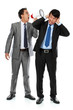 boss shouting over his employee's ear